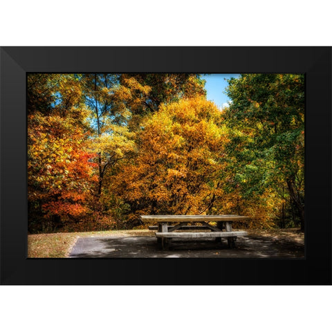 Fall Picnic Black Modern Wood Framed Art Print by Lee, Rachel