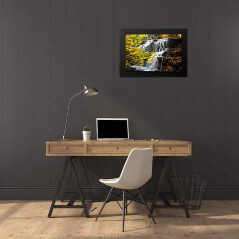 Fall Waterfall Black Modern Wood Framed Art Print by Lee, Rachel