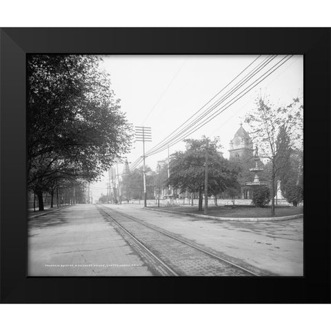 Fountain Square and Courthouse 1907 Black Modern Wood Framed Art Print by Lee, Rachel