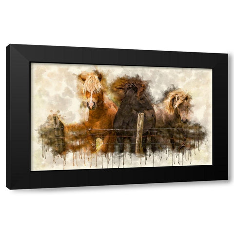 Horse 2 Watercolor Black Modern Wood Framed Art Print with Double Matting by Lee, Rachel