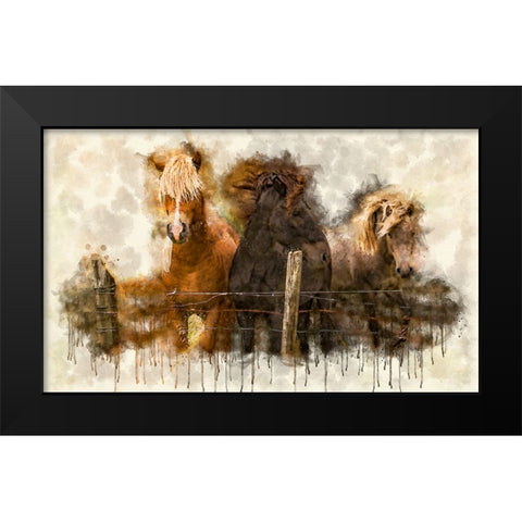Horse 2 Watercolor Black Modern Wood Framed Art Print by Lee, Rachel