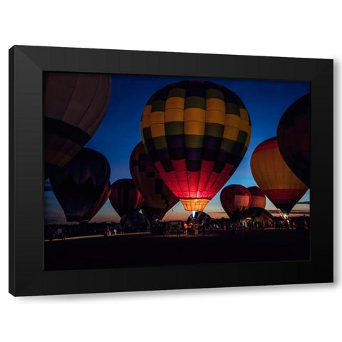 Hot Air Balloon 3 Black Modern Wood Framed Art Print with Double Matting by Lee, Rachel
