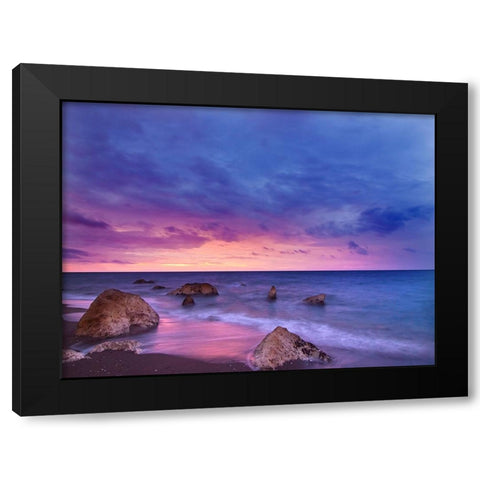 Ocean 33 Black Modern Wood Framed Art Print with Double Matting by Lee, Rachel