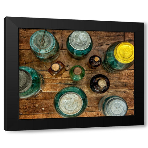 Old Jars Black Modern Wood Framed Art Print with Double Matting by Lee, Rachel