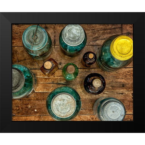 Old Jars Black Modern Wood Framed Art Print by Lee, Rachel