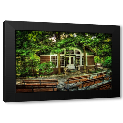 Signal Mountain Little Brown Church Black Modern Wood Framed Art Print with Double Matting by Lee, Rachel