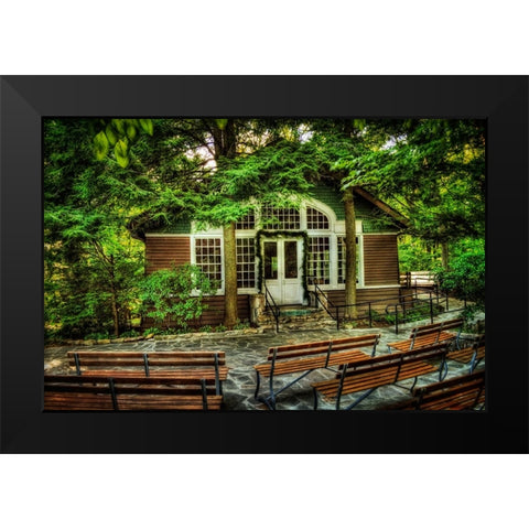 Signal Mountain Little Brown Church Black Modern Wood Framed Art Print by Lee, Rachel