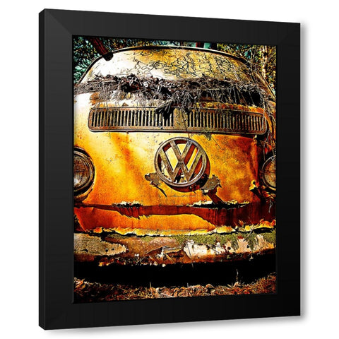VW Bus Black Modern Wood Framed Art Print with Double Matting by Lee, Rachel