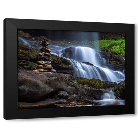 Waterfall 37 Black Modern Wood Framed Art Print with Double Matting by Lee, Rachel