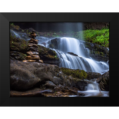 Waterfall 37 Black Modern Wood Framed Art Print by Lee, Rachel