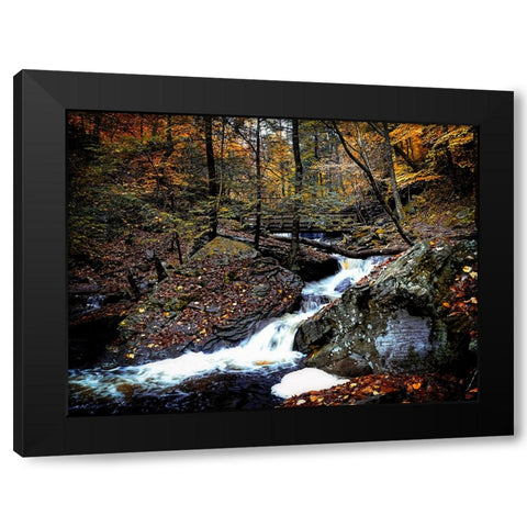 Waterfall 45 Black Modern Wood Framed Art Print with Double Matting by Lee, Rachel
