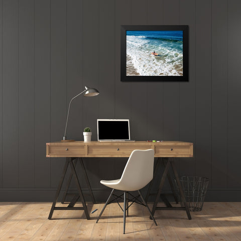 The Surfer Black Modern Wood Framed Art Print by Malone, Will