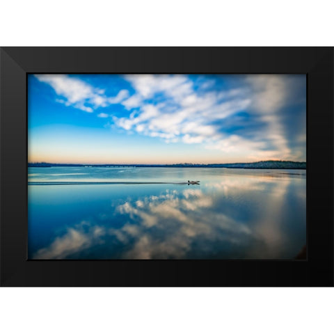 Boat Blur Black Modern Wood Framed Art Print by Malone, Will