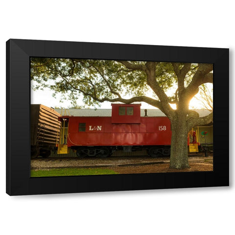 Caboose Black Modern Wood Framed Art Print with Double Matting by Malone, Will