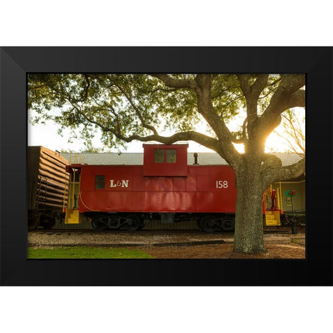 Caboose Black Modern Wood Framed Art Print by Malone, Will