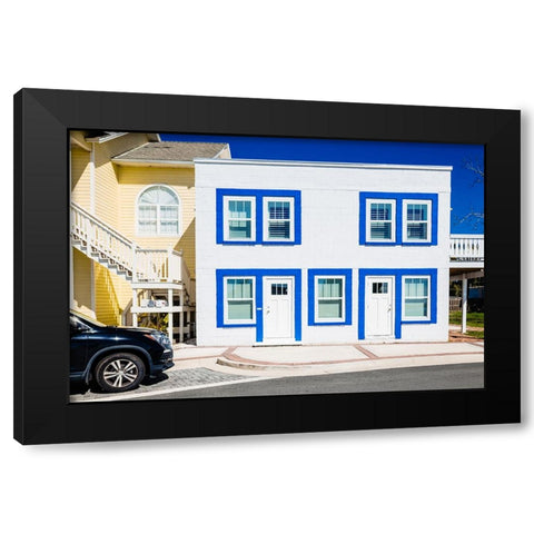 The Blue Beach House 2 Black Modern Wood Framed Art Print with Double Matting by Malone, Will
