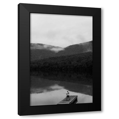 Fishing Black Modern Wood Framed Art Print by Malone, Will