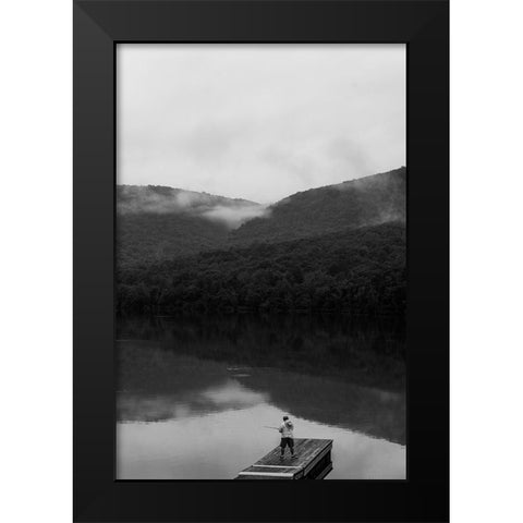 Fishing Black Modern Wood Framed Art Print by Malone, Will