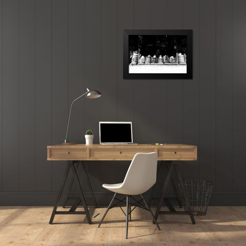 Hat Shop Black Modern Wood Framed Art Print by Malone, Will