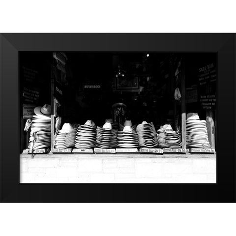 Hat Shop Black Modern Wood Framed Art Print by Malone, Will