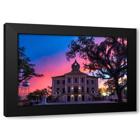 Courthouse Sunset 2 Black Modern Wood Framed Art Print with Double Matting by Malone, Will