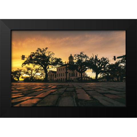 Courthouse Sunset 3 Black Modern Wood Framed Art Print by Malone, Will