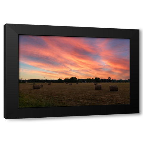 Hay Bail Sky Black Modern Wood Framed Art Print with Double Matting by Malone, Will