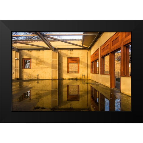 Yellow Korner Black Modern Wood Framed Art Print by Malone, Will