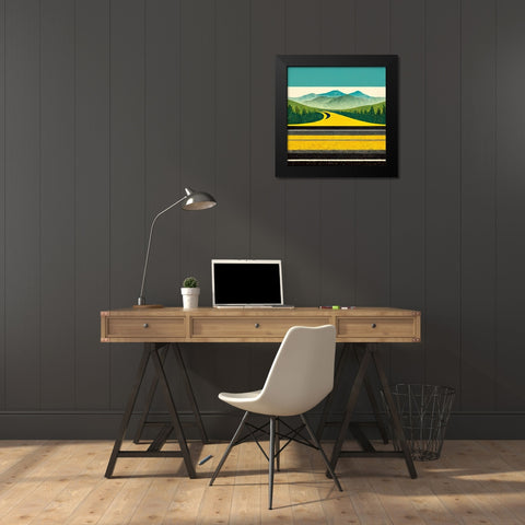 A Cheerful Drive 2 Black Modern Wood Framed Art Print by Screendoor