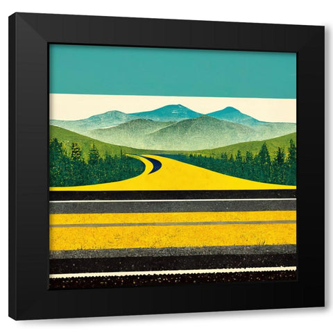 A Cheerful Drive 2 Black Modern Wood Framed Art Print with Double Matting by Screendoor