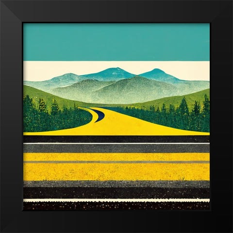 A Cheerful Drive 2 Black Modern Wood Framed Art Print by Screendoor