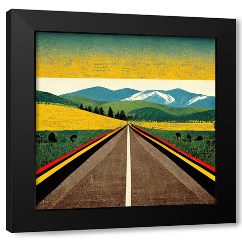 A Cheerful Drive Black Modern Wood Framed Art Print with Double Matting by Screendoor