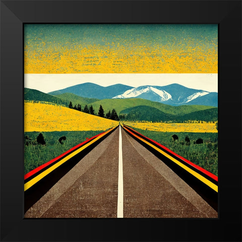 A Cheerful Drive Black Modern Wood Framed Art Print by Screendoor