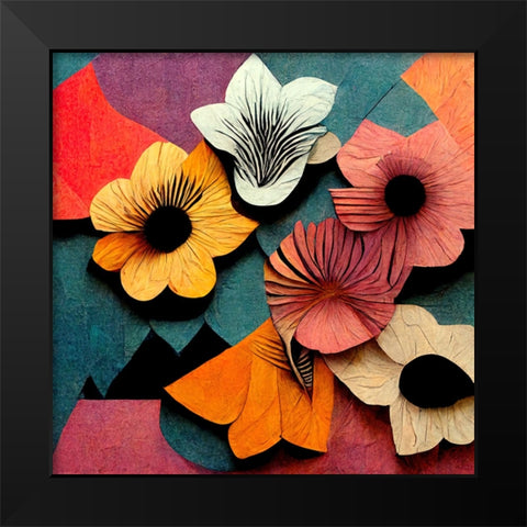 Paper Flowers 12 Black Modern Wood Framed Art Print by Screendoor