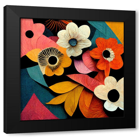 Paper Flowers 13 Black Modern Wood Framed Art Print with Double Matting by Screendoor