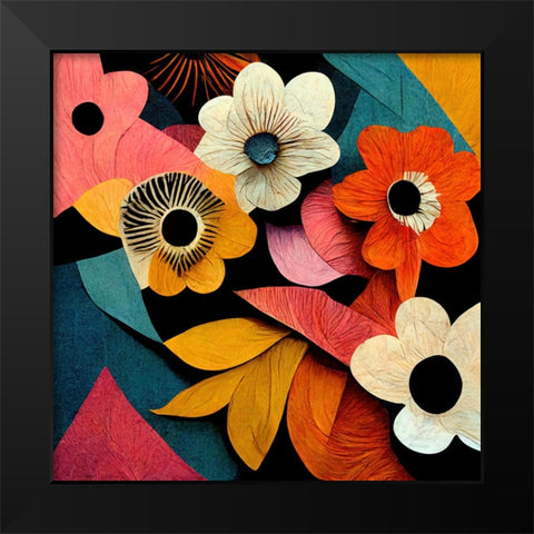 Paper Flowers 13 Black Modern Wood Framed Art Print by Screendoor