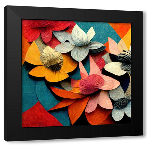 Paper Flowers 14 Black Modern Wood Framed Art Print with Double Matting by Screendoor