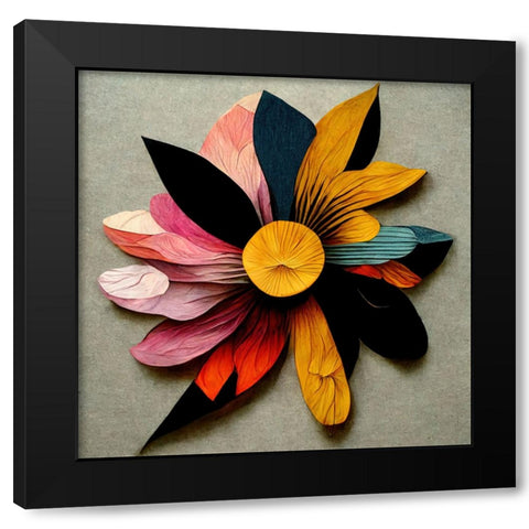 Paper Flowers 15 Black Modern Wood Framed Art Print with Double Matting by Screendoor