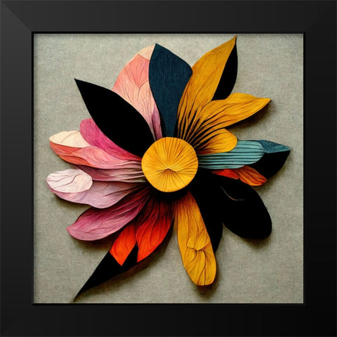 Paper Flowers 15 Black Modern Wood Framed Art Print by Screendoor