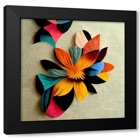 Paper Flowers 16 Black Modern Wood Framed Art Print with Double Matting by Screendoor