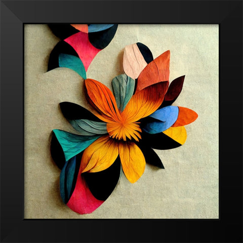 Paper Flowers 16 Black Modern Wood Framed Art Print by Screendoor