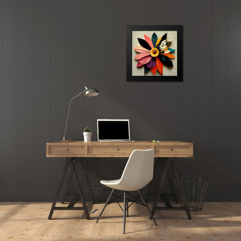 Paper Flowers 17 Black Modern Wood Framed Art Print by Screendoor