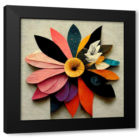 Paper Flowers 17 Black Modern Wood Framed Art Print with Double Matting by Screendoor