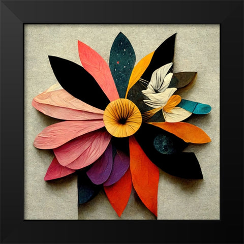 Paper Flowers 17 Black Modern Wood Framed Art Print by Screendoor