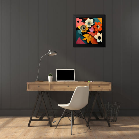 Paper Flowers 19 Black Modern Wood Framed Art Print by Screendoor