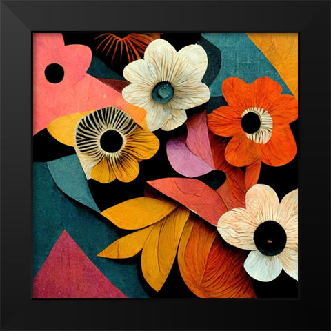 Paper Flowers 19 Black Modern Wood Framed Art Print by Screendoor