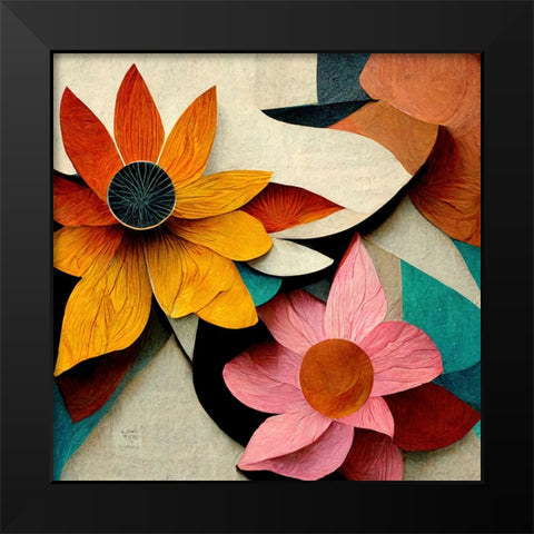 Paper Flowers 20 Black Modern Wood Framed Art Print by Screendoor