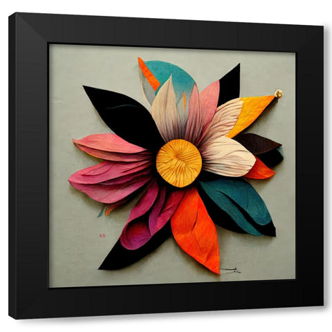 Paper Flowers 2 Black Modern Wood Framed Art Print with Double Matting by Screendoor