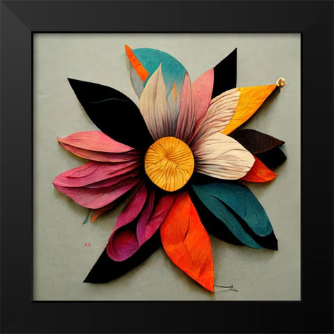 Paper Flowers 2 Black Modern Wood Framed Art Print by Screendoor