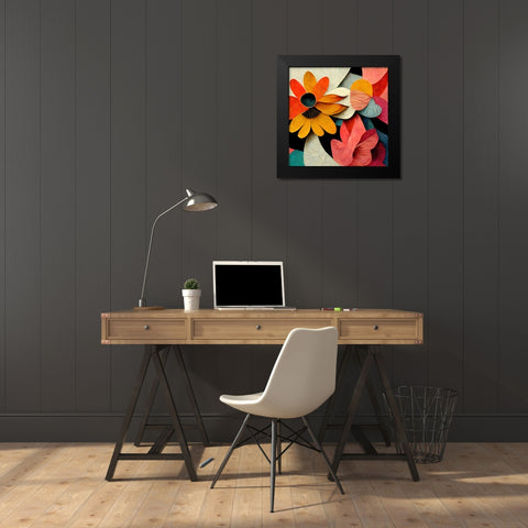 Paper Flowers 7 Black Modern Wood Framed Art Print by Screendoor